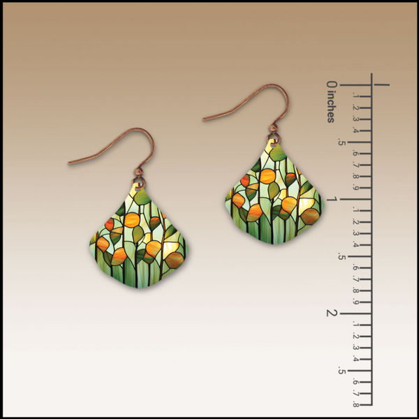 Stained Glass Ginkgo Earrings