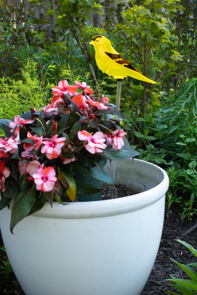 Bright Gold Finch Garden Stake