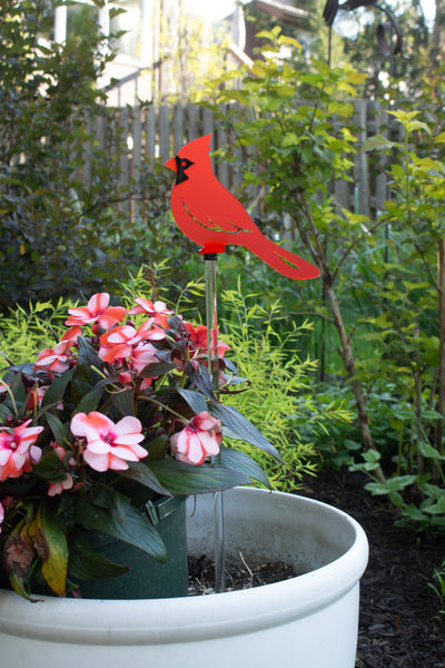 Pink Cardinal Garden Stake