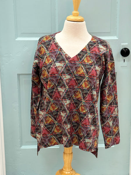 Printed Triangle V-Neck Top