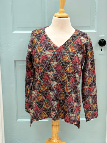 Printed Triangle V-Neck Top