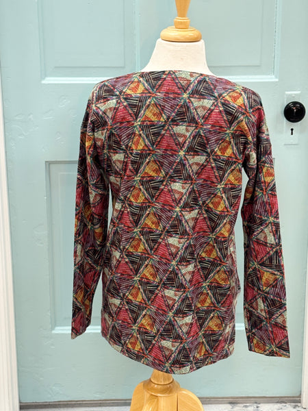 Printed Triangle V-Neck Top