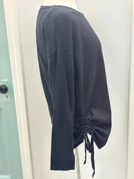 Black Crew Neck Side Tie Top