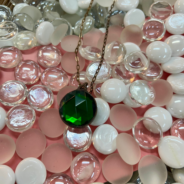 Emerald Faceted Glass Necklace