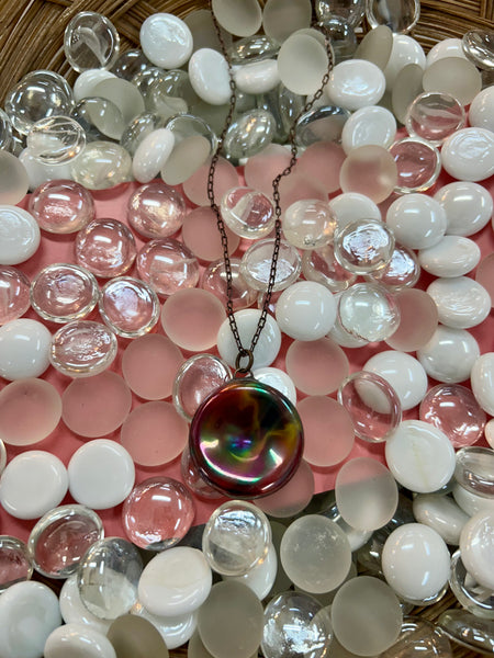 Iridescent Button Necklace