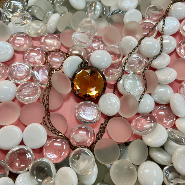 Peach Faceted Glass Necklace