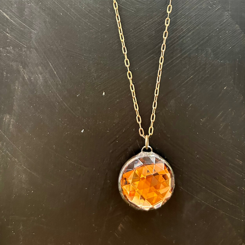 Peach Faceted Glass Necklace