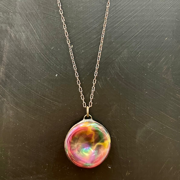 Iridescent Button Necklace