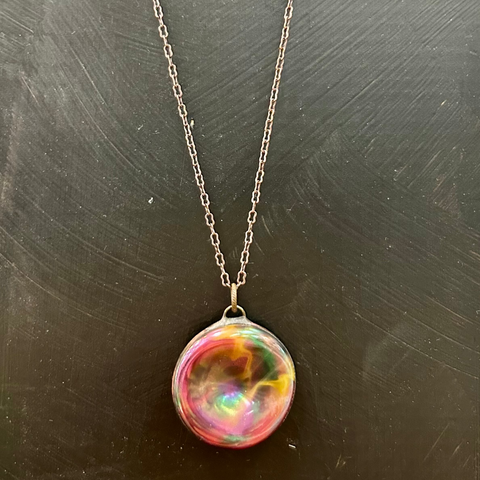 Iridescent Button Necklace