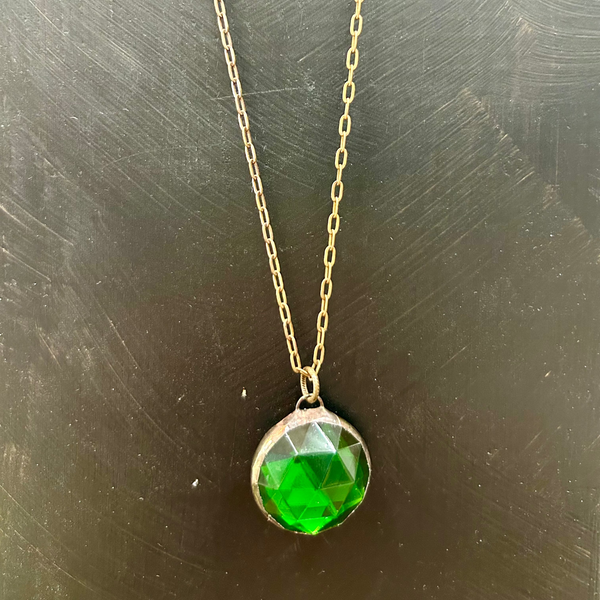 Emerald Faceted Glass Necklace