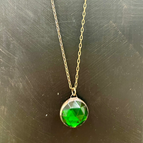 Emerald Faceted Glass Necklace