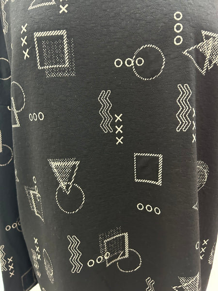 Black Geometric Cowl Neck Top