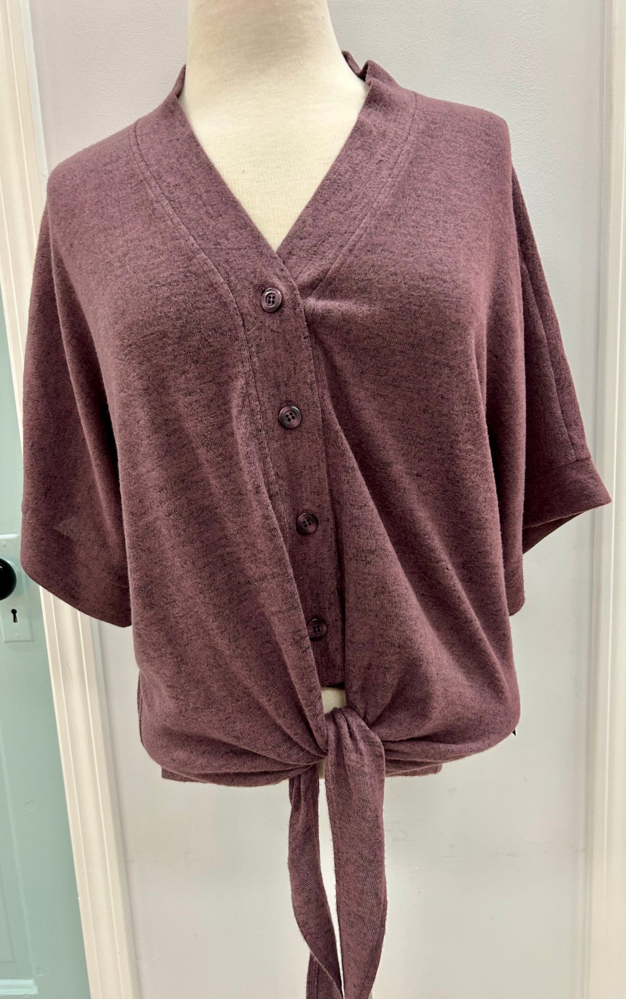Heather Purple Front Knot Top