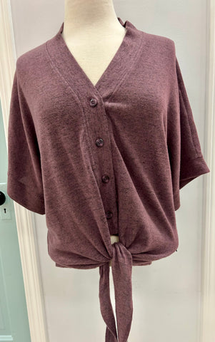 Heather Purple Front Knot Top
