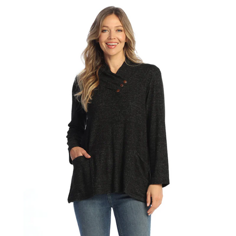 Foldover Neck Top Black