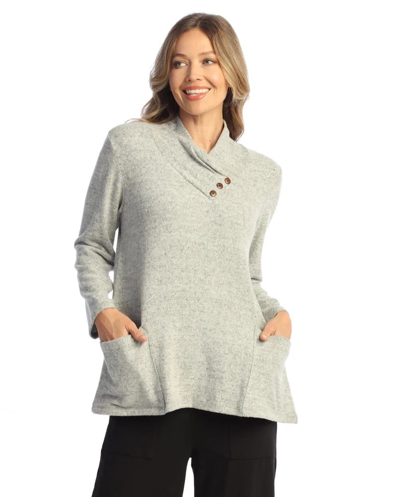 Foldover Neck Top Heather