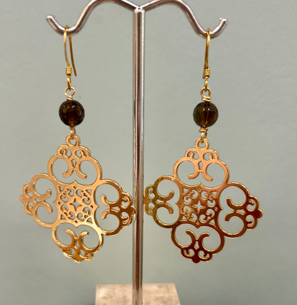 Smoky Quartz Medallion Earrings