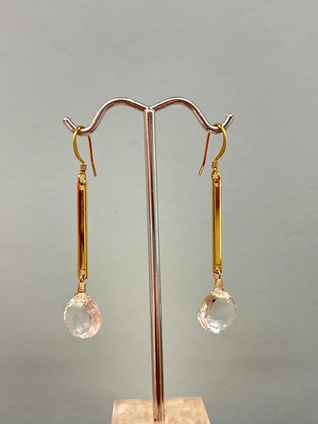 Clear Quartz Gold Earrings