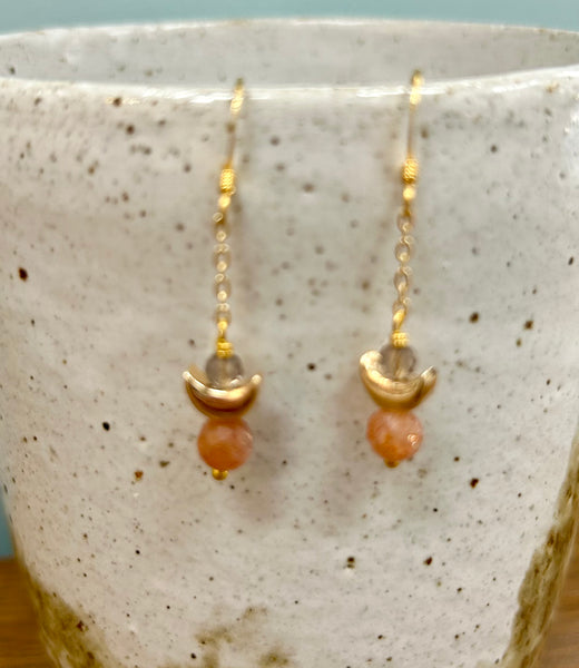 Sunstone Moon Earrings