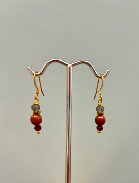 Gold Stone Beaded Earrings