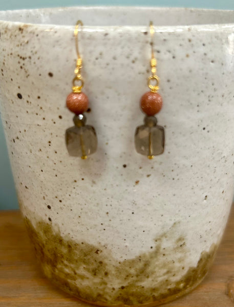Goldstone & Smoky Earrings
