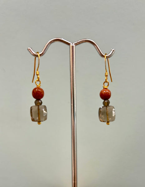 Goldstone & Smoky Earrings