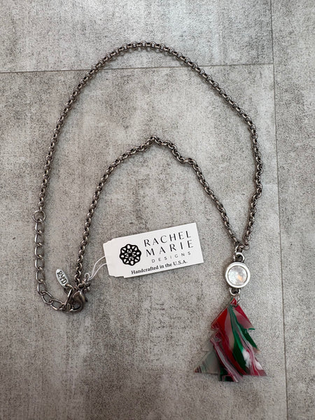 Marbled Christmas Tree Necklace
