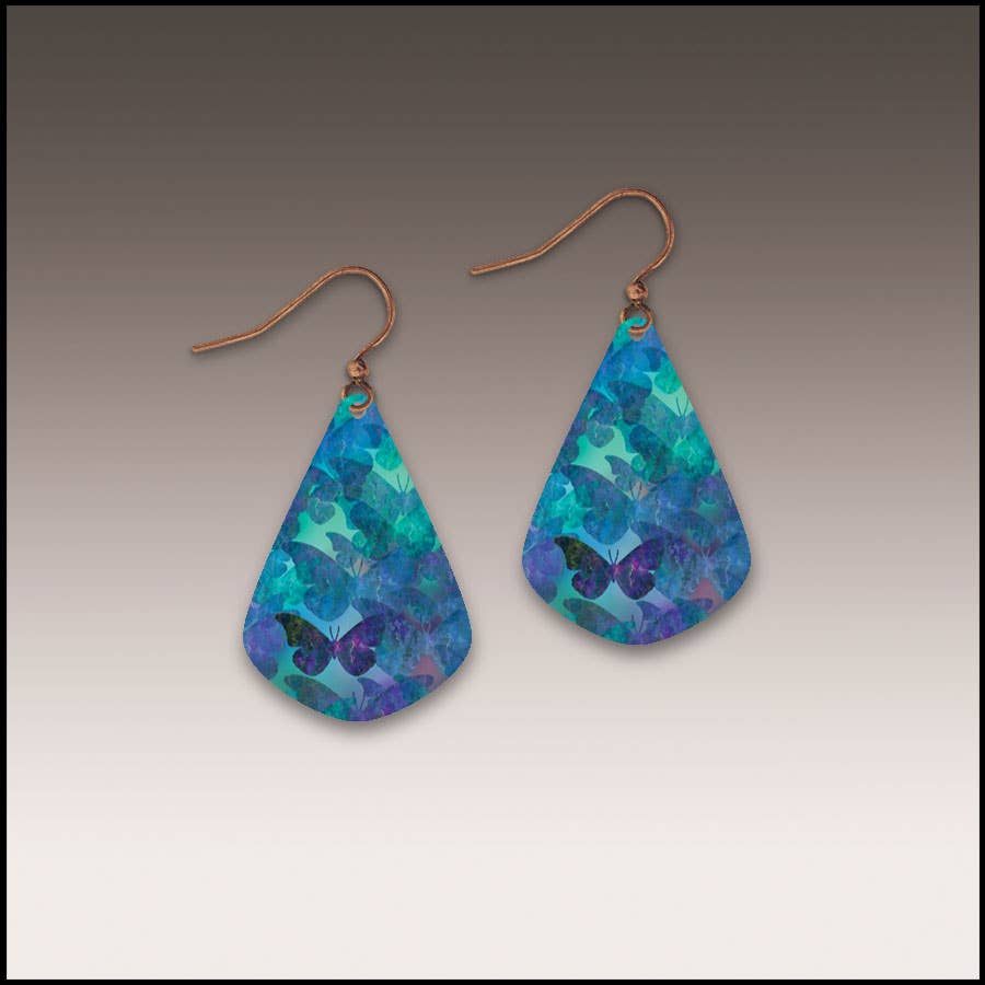 Blue Butterfly Drop Earrings