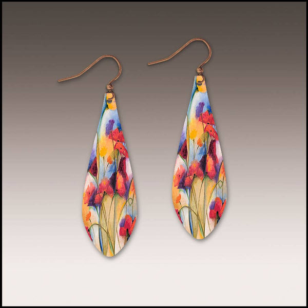 Orange Poppy Teardrop Earrings