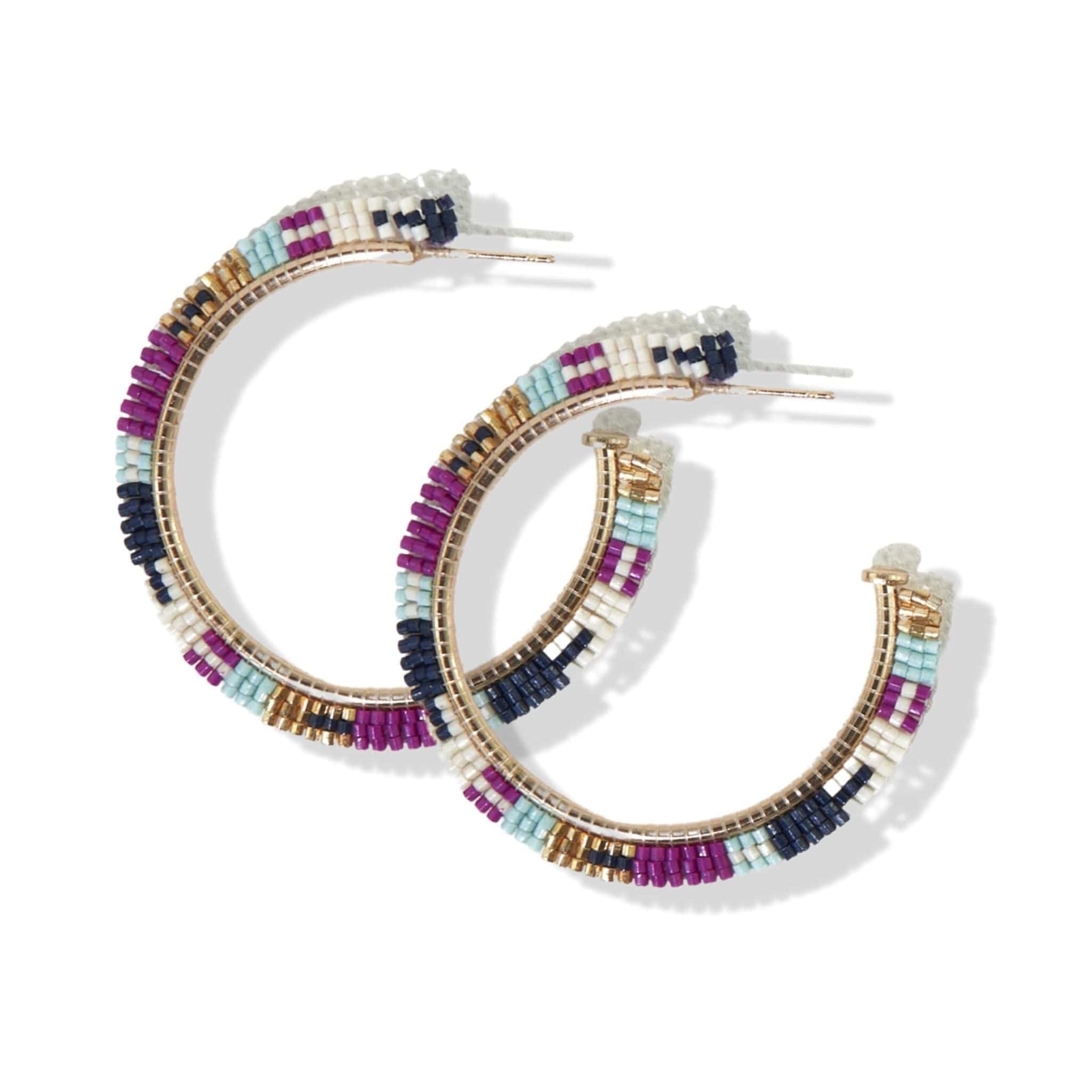 Navy Nora Hoop Earrings