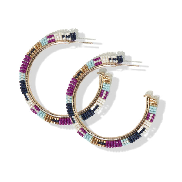 Navy Nora Hoop Earrings