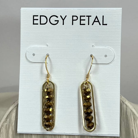 Copper Crystal Peapod Earrings