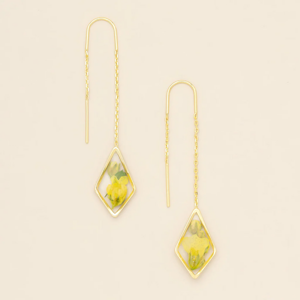 Yellow Pressed Flower Earrings