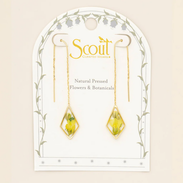 Yellow Pressed Flower Earrings