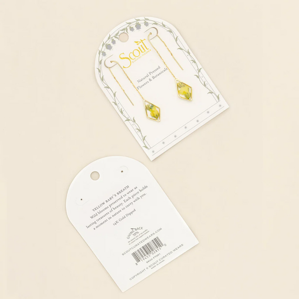 Yellow Pressed Flower Earrings
