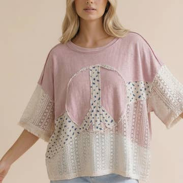 Peace Floral and Crochet Top