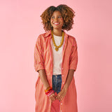 Colette Shirtdress Camel & Pink