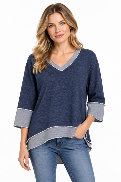 Navy Button Back Top