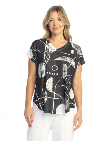 Canvas Short Sleeve V Neck Top
