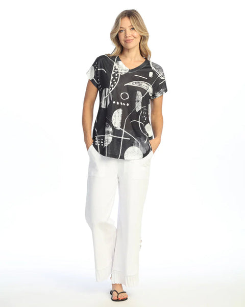 Canvas Short Sleeve V Neck Top
