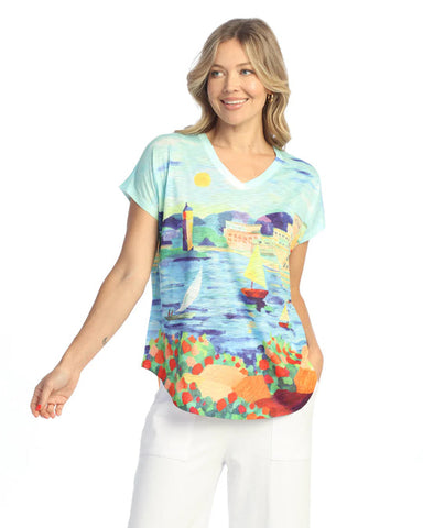 Riviera Short Sleeve V Neck Top