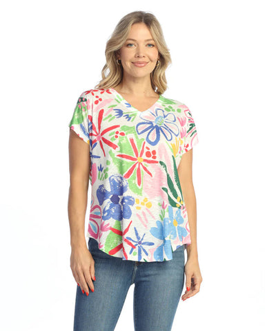 Rosy Short Sleeve V Neck Top