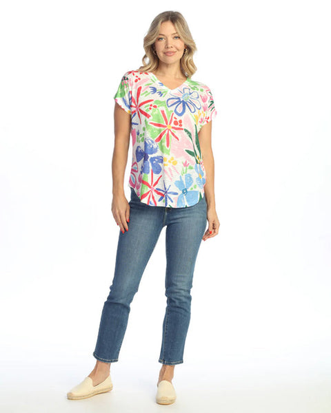 Rosy Short Sleeve V Neck Top
