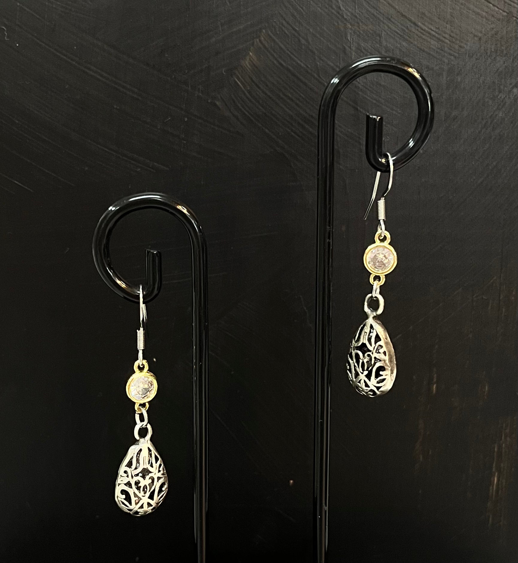 Teardrop 2 Tone Earrings