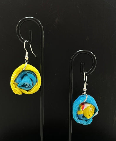 Aqua/Yellow Millefiori Earrings
