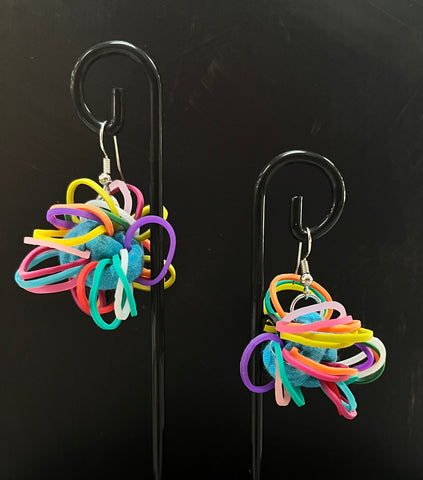 Colorful Cotton Ball Earrings