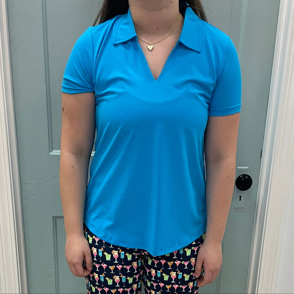 Turquoise Collar Top