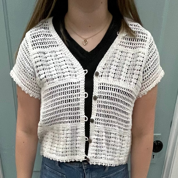 Cropped Cardigan White