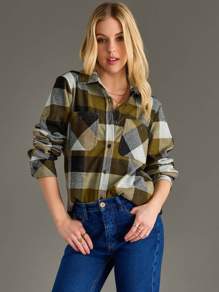 Olive & Black Plaid Top