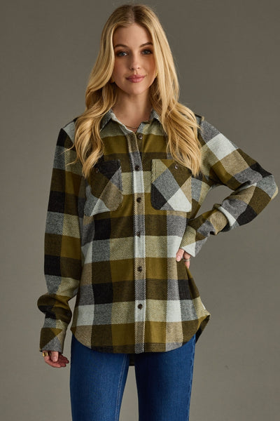 Olive & Black Plaid Top